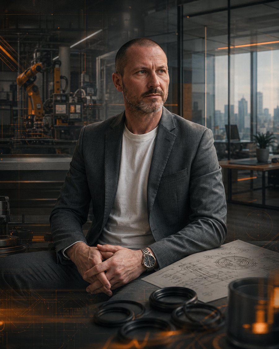 Daniel Geroldinger in einem industriellen Umfeld